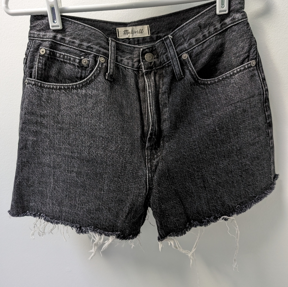 Madewell high rise black denim shorts